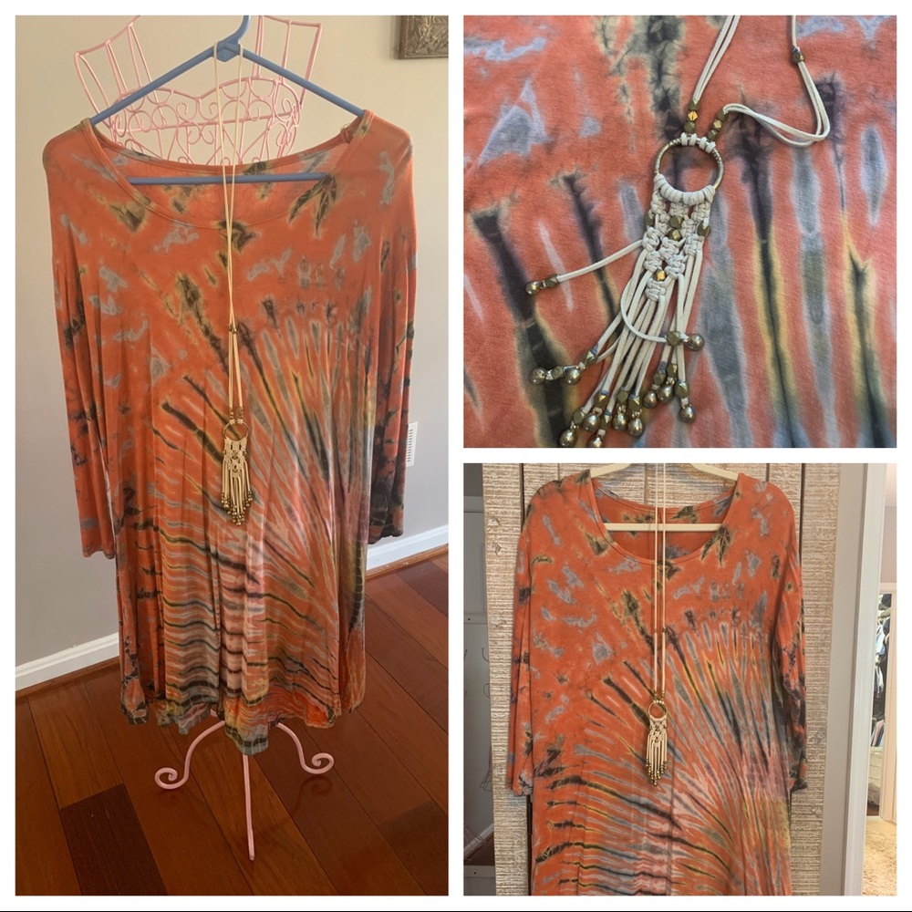 Tie dye dress and necklace set